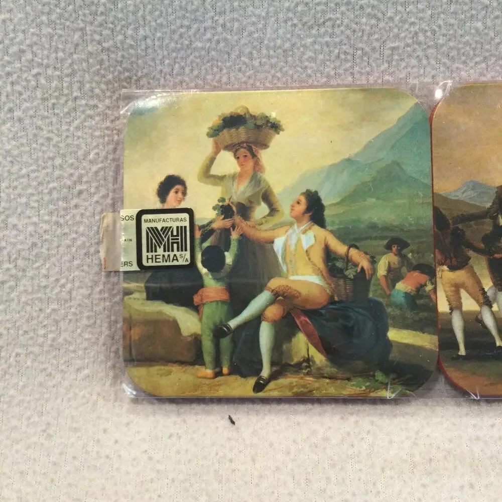 Vtg HEMA Goya Artwork‎ Spain Drink Coasters Set Of 6 In Original Package NEW Red